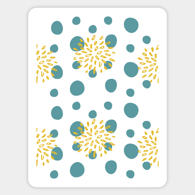 Blue raindrops in yellow flower Sticker by PedaDesign